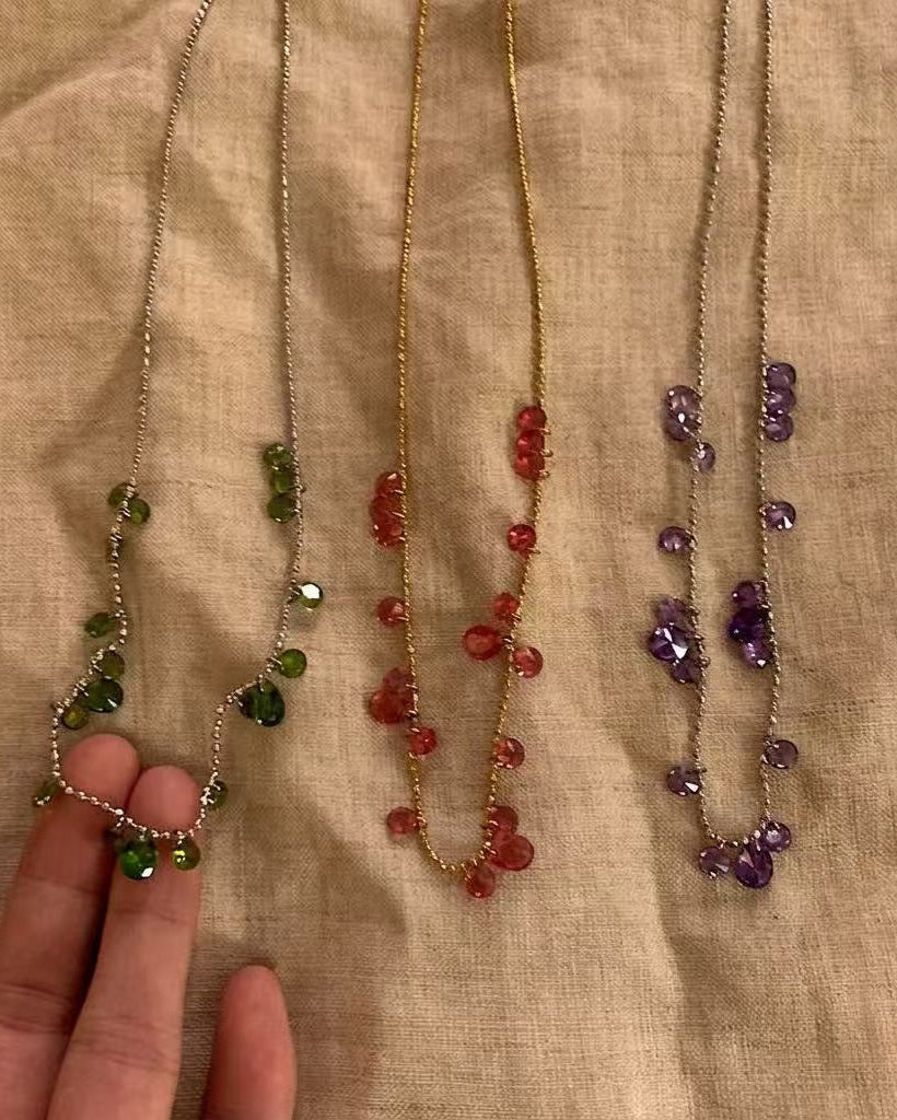 Handamde Shimmering Teardrop Stones – Elegant & Colorful Layering Piece