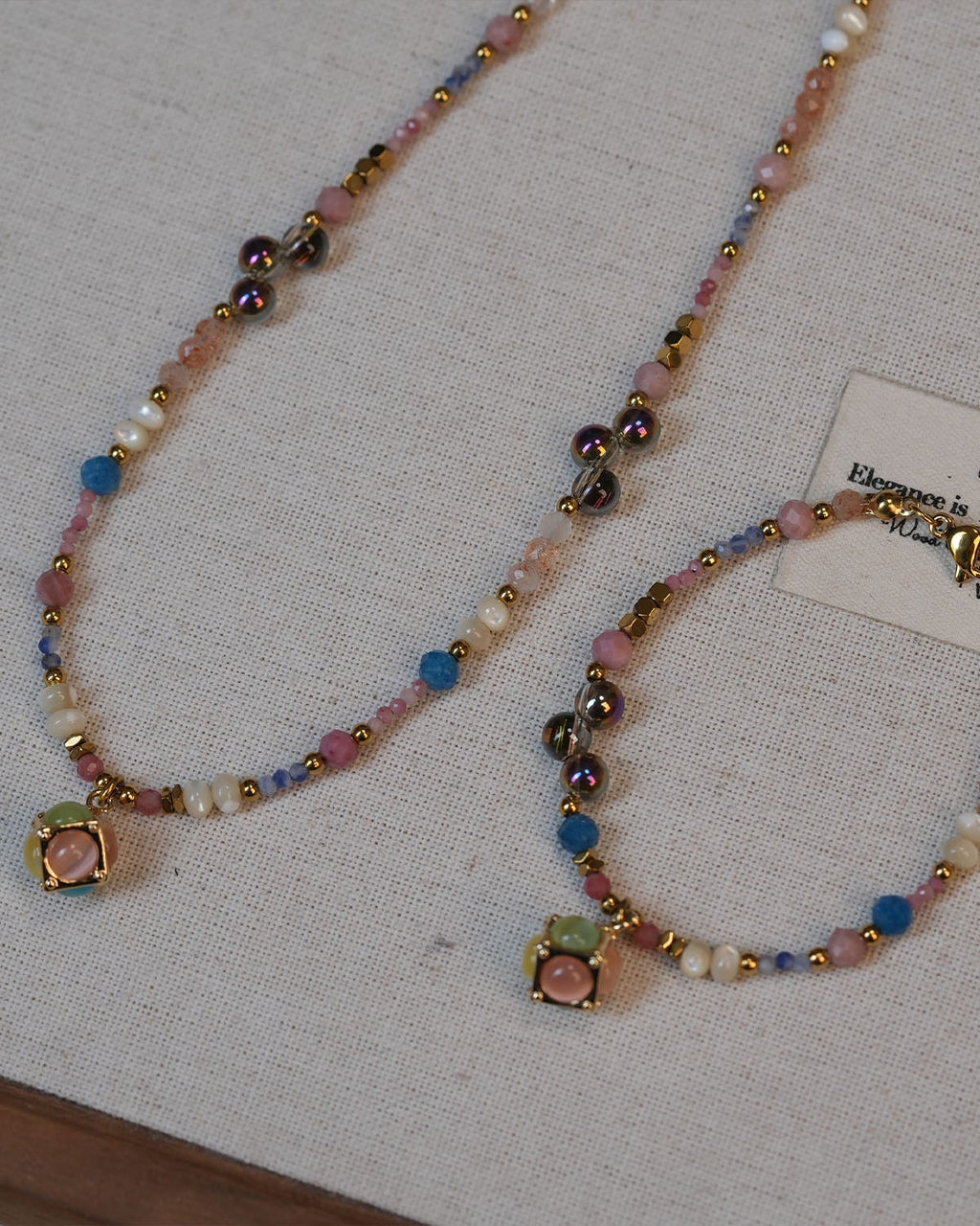 Handmade Natural Stone Jewelry Set – Necklace or Bracelet,ring  color bubble series