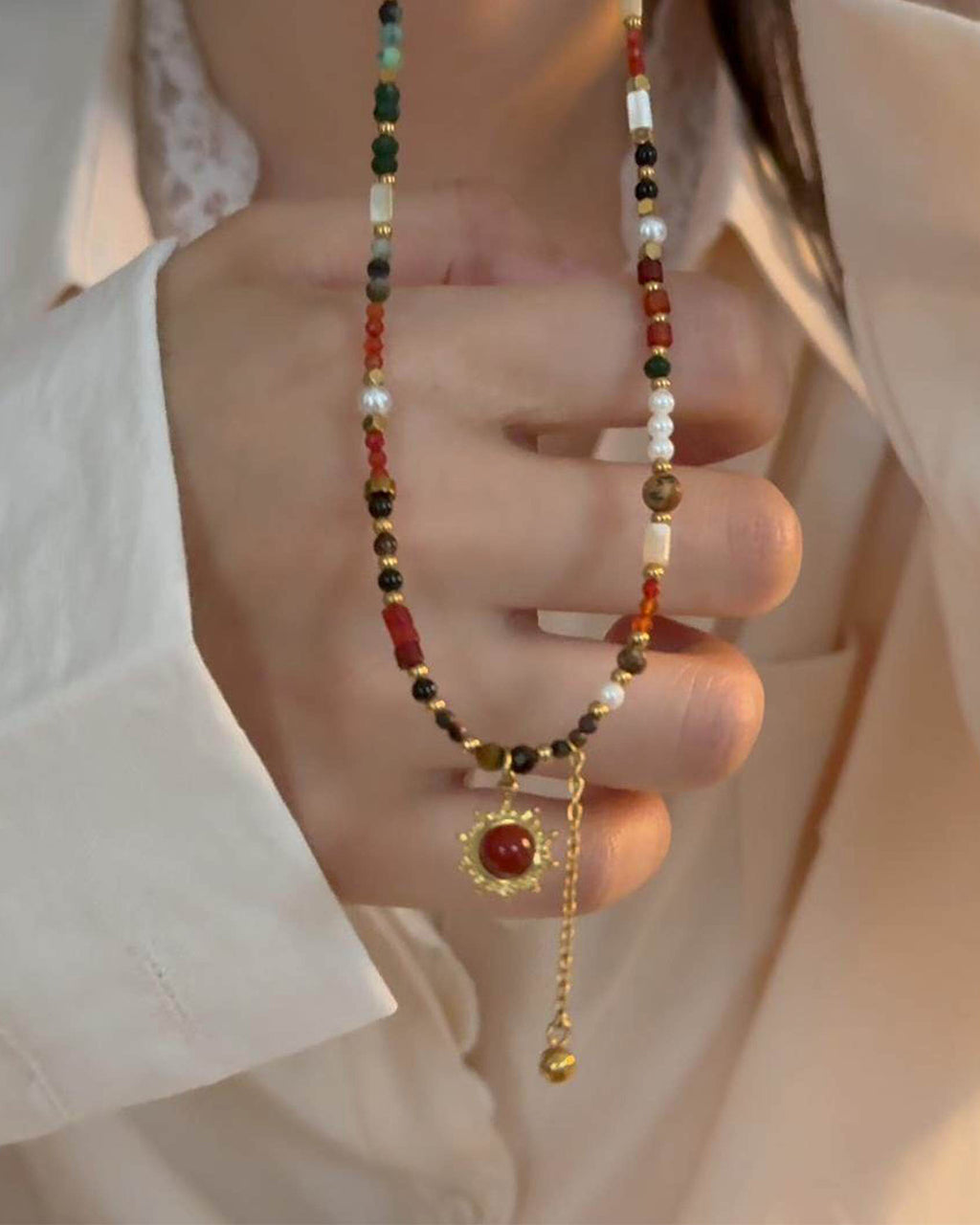 Handmade Natural Stone Jewelry Set – Necklace or Bracelet,ring sun series