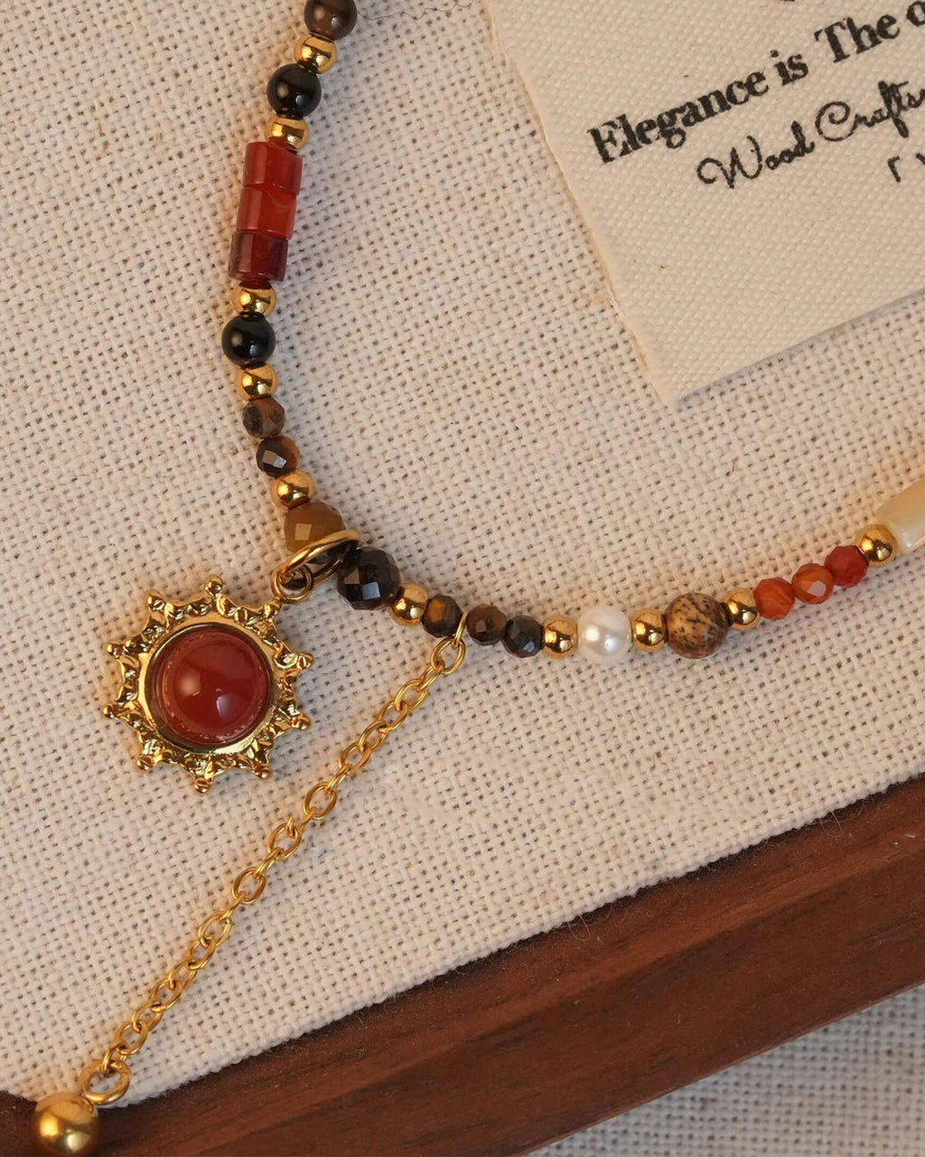 Handmade Natural Stone Jewelry Set – Necklace or Bracelet,ring sun series