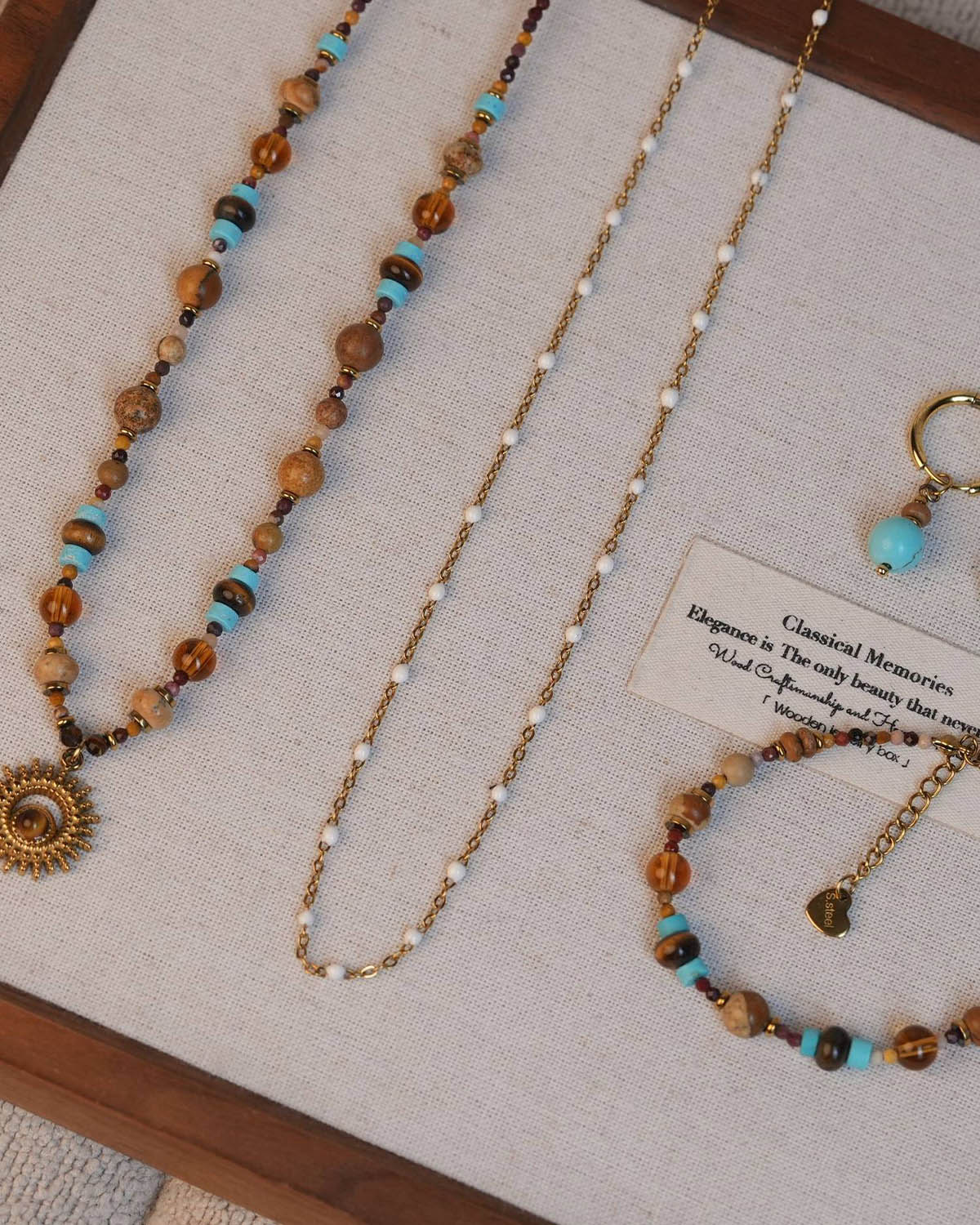 Handmade Natural Stone Jewelry Set – Necklace or Bracelet,ring  color bubble series