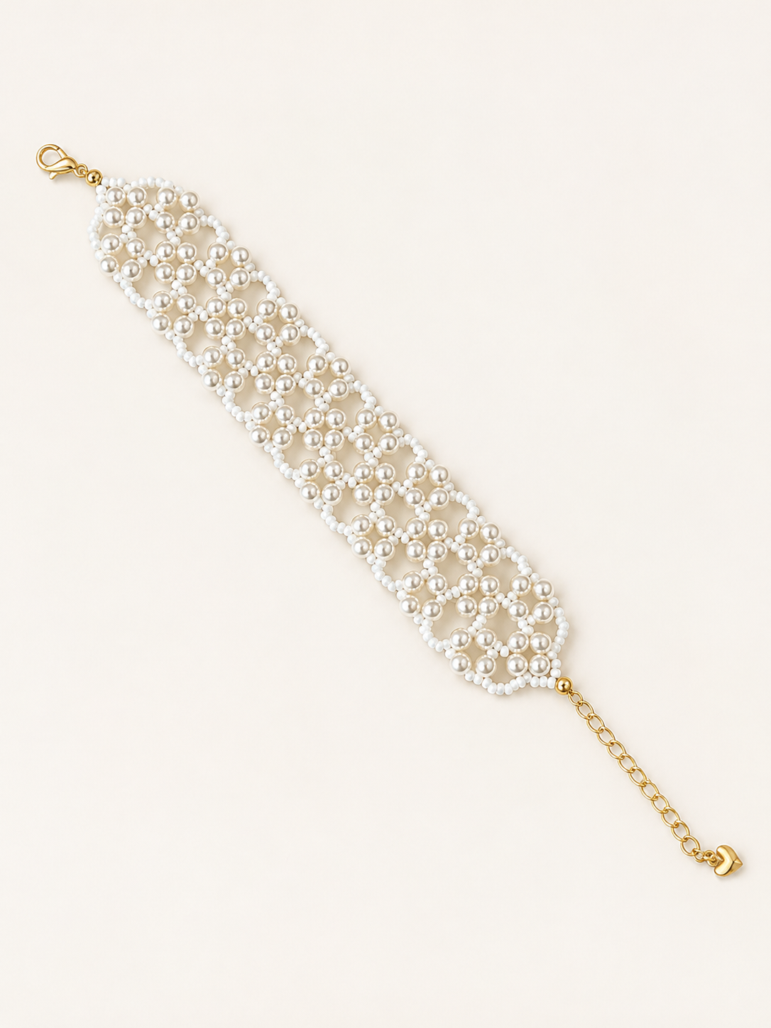 Pearl Lace Bracelet in Gold Tone