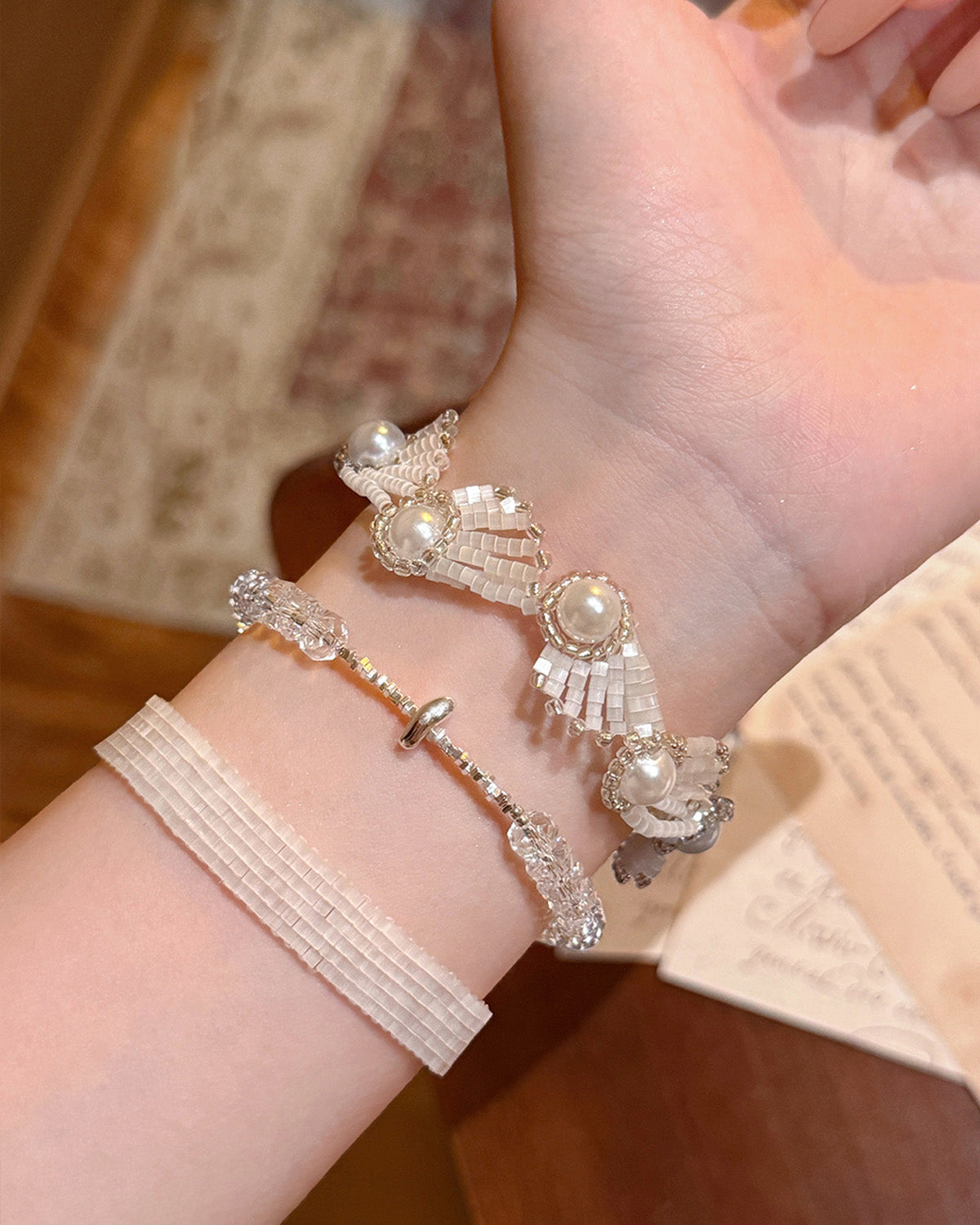 3-Piece Crystal Beaded Bracelet Set