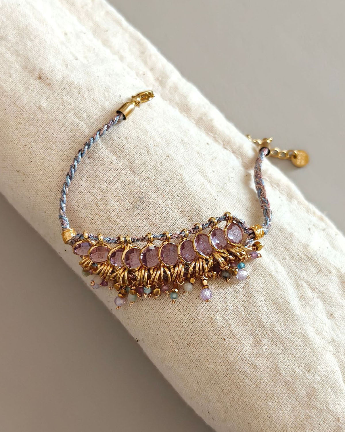 Colorful Crystal & Natural Stone Woven Bracelet
