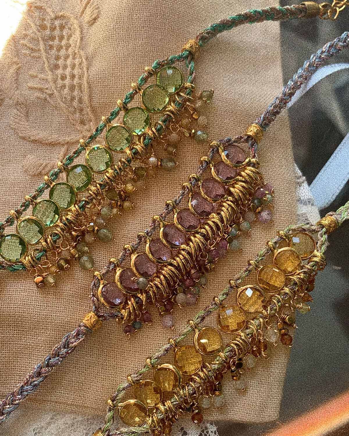 Colorful Crystal & Natural Stone Woven Bracelet