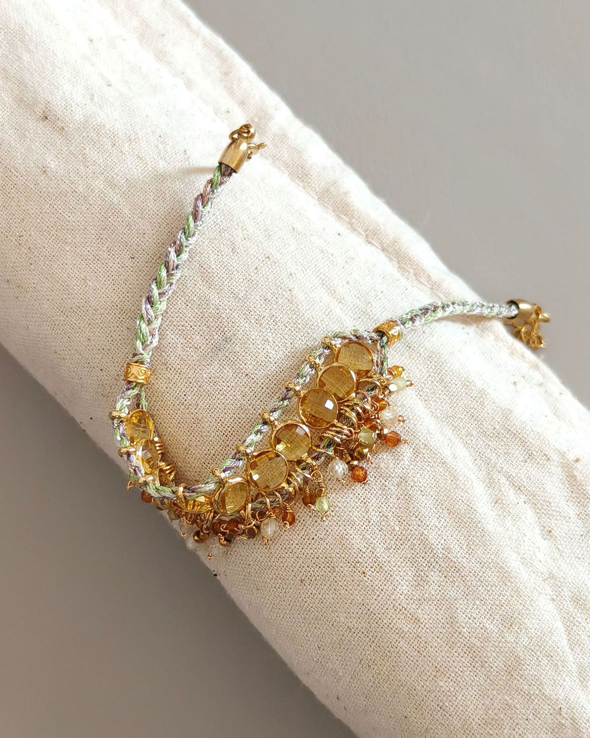 Colorful Crystal & Natural Stone Woven Bracelet