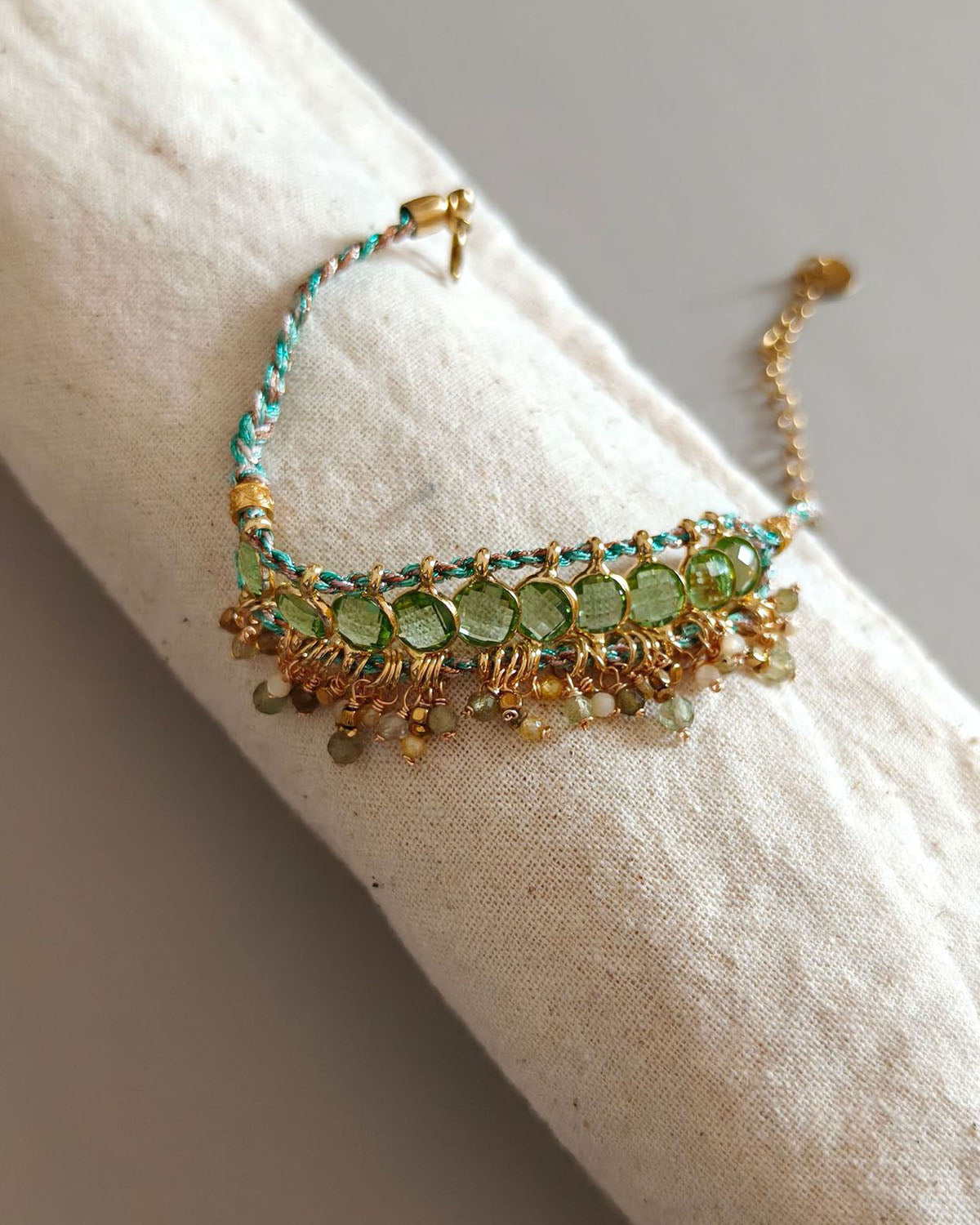 Colorful Crystal & Natural Stone Woven Bracelet