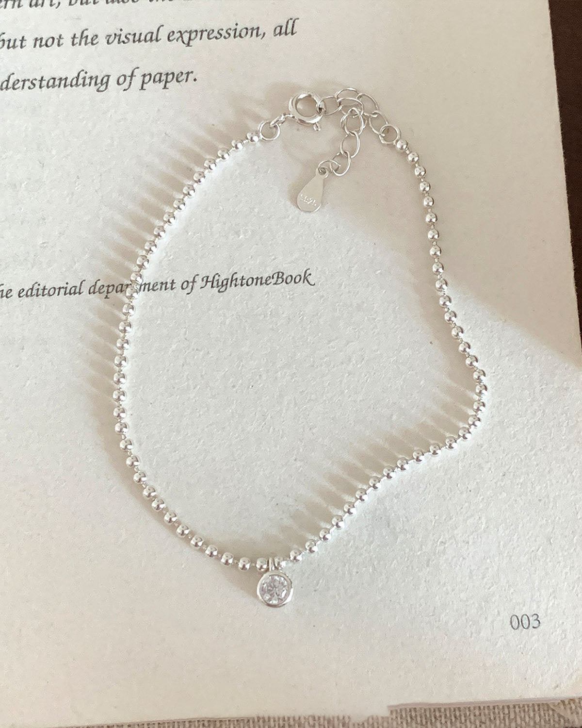 925 Sterling Silver Floral & Beaded Bracelet