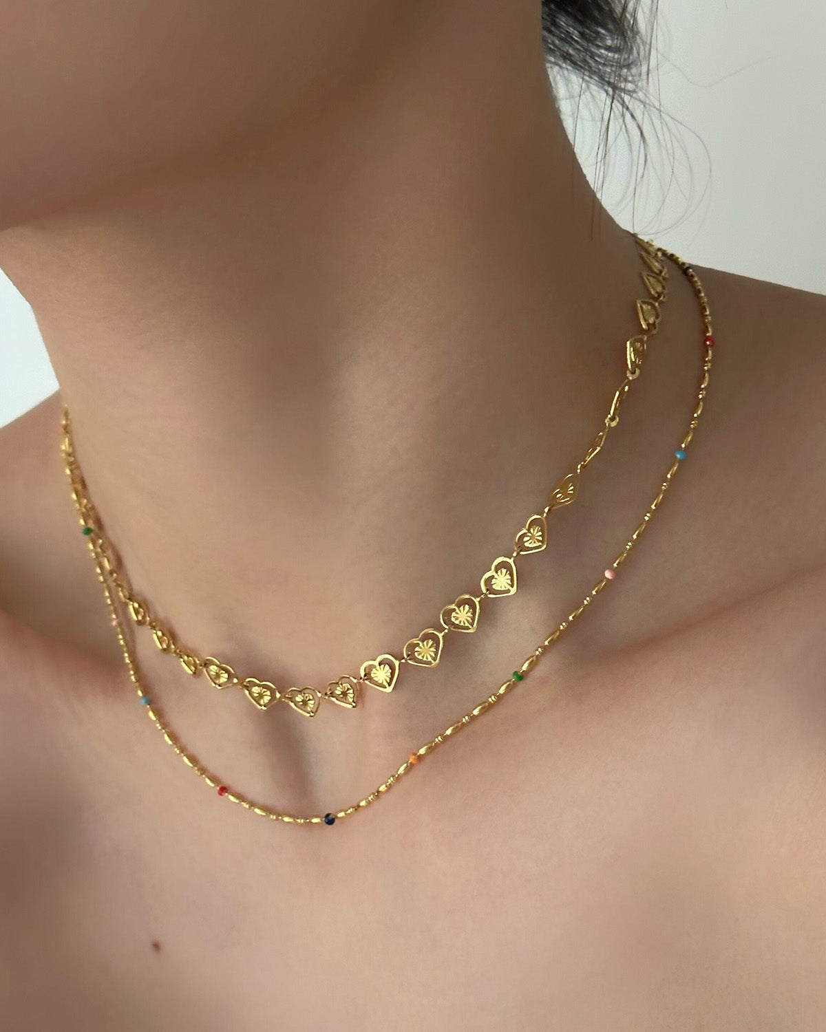 Gold Layered Necklace Set – 3-Piece Vintage Pendant Chain
