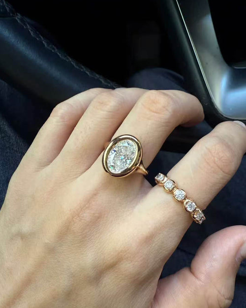 18K Gold Plated Oval Moissanite Statement Ring
