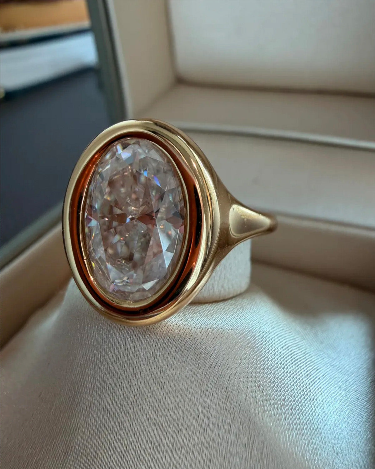 18K Gold Plated Oval Moissanite Statement Ring