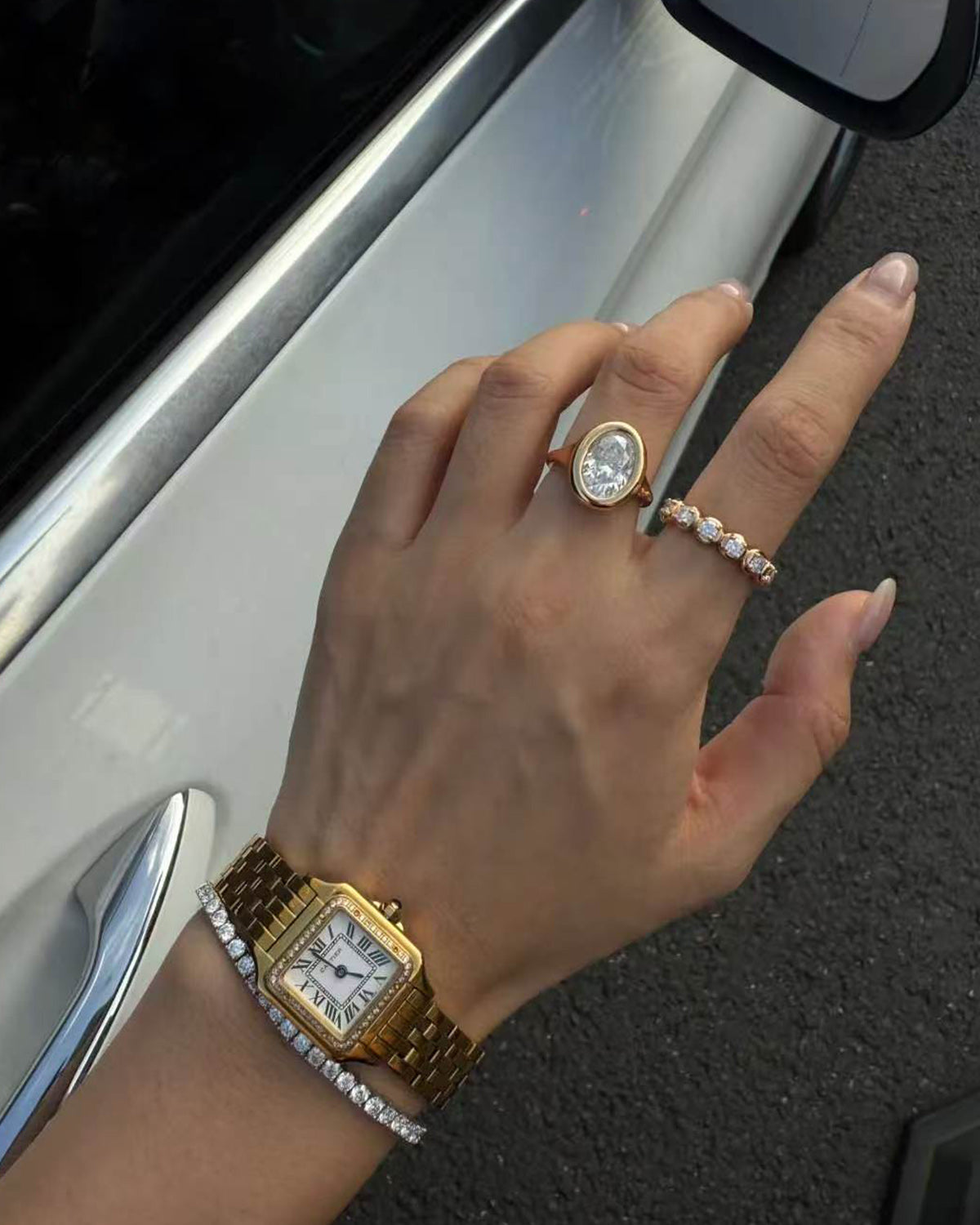 18K Gold Plated Oval Moissanite Statement Ring