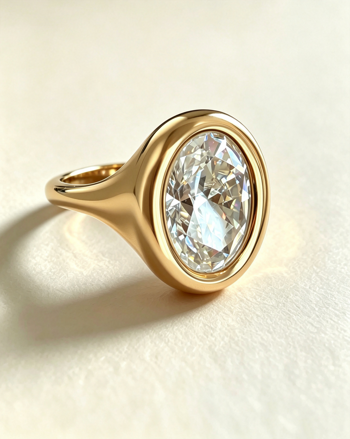 18K Gold Plated Oval Moissanite Statement Ring